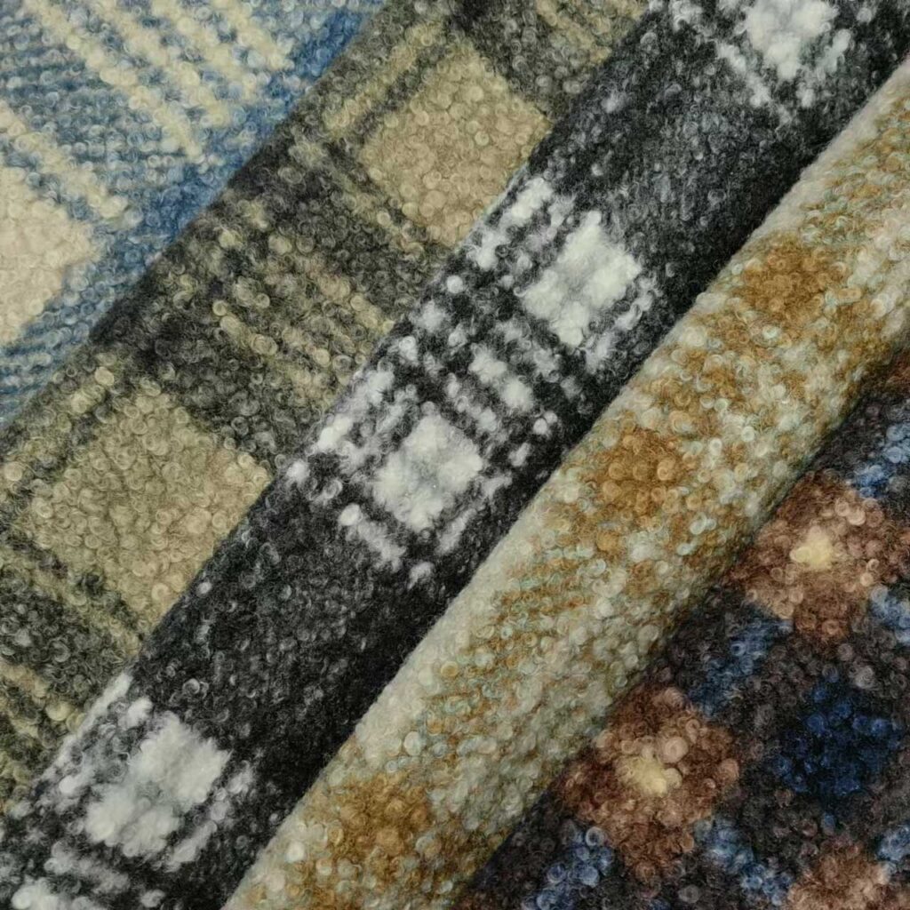 240915#5 plaid printed boucle sherpa